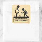 シルエット子供の蔵書票 スクエアシール (バッグ)