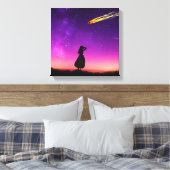 シルエット少女が隕石が地球に衝突するのを見る キャンバスプリント (インサイチュ (寝室))