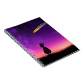 シルエット少女が隕石が地球に衝突するのを見る ノートブック (右側)