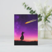 シルエット少女が隕石が地球に衝突するのを見る ポストカード (スタンド正面)