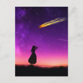 シルエット少女が隕石が地球に衝突するのを見る ポストカード (正面)