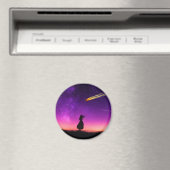 シルエット少女が隕石が地球に衝突するのを見る マグネット (インサイチュ (食洗機))