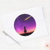 シルエット少女が隕石が地球に衝突するのを見る ラウンドシール (封筒)
