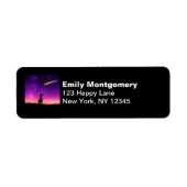 シルエット少女が隕石が地球に衝突するのを見る ラベル (正面)