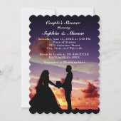 シルエット新郎新婦サンセットカップルシャワー 招待状 (正面)