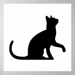 シルエット猫の背景 ポスター