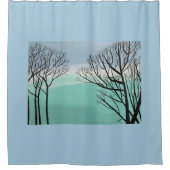 シルエット秋の木空の雲シャワーカーテン シャワーカーテン (正面)