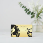 シルエット美容師-黄色 名刺 (スタンド正面)