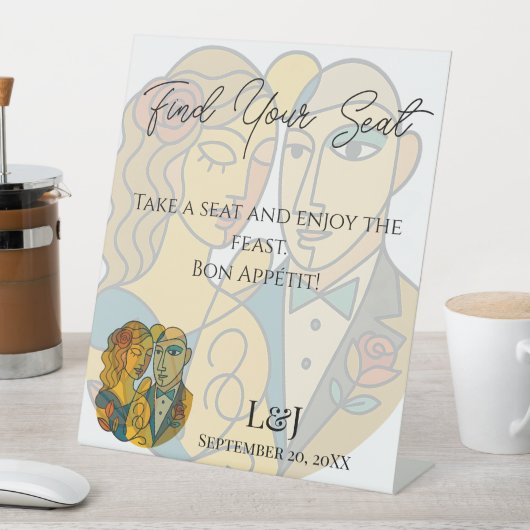 シルエット芸術的デスティネーションウェディングテーブルの標識 台座サイン (インサイチュ)