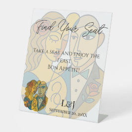 シルエット芸術的デスティネーションウェディングテーブルの標識 台座サイン