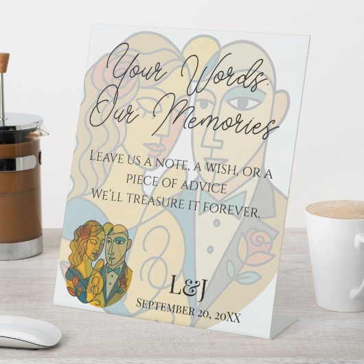 シルエット芸術的デスティネーションウェディングブックサイン 台座サイン (インサイチュ)