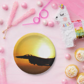 シルエット軍隊ジェット戦闘機 ペーパープレート (パーティー)