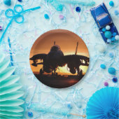 シルエット軍隊ジェット戦闘機 ペーパープレート (パーティー)