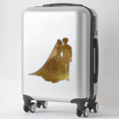 シルエット金ゴールド輝く新郎新婦デカール シール (スーツケース)