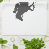 シルエット馬ジョッキー – 背景色を選択 キッチンタオル (折り畳み)