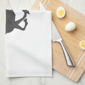 シルエット馬ジョッキー – 背景色を選択 キッチンタオル (四つ折り)