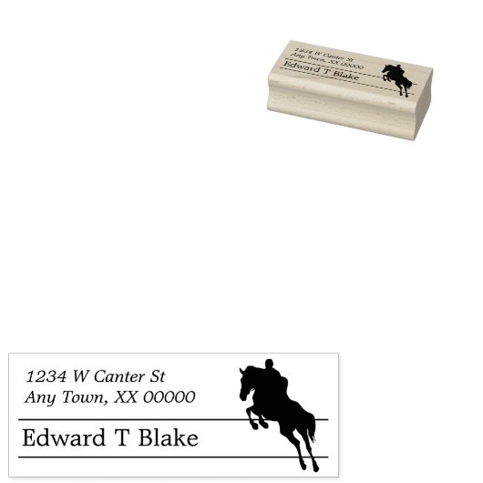 シルエット馬術跳躍差出人住所 ラバースタンプ (押印)