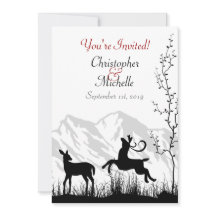 シルエット鹿と山ブラックホワイトズ結婚ーズ