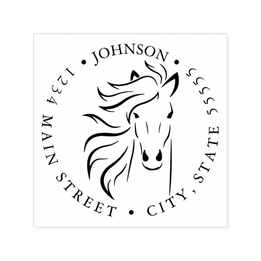 シルエット黒と白の馬返しラベル セルフインキングスタンプ (デザイン)