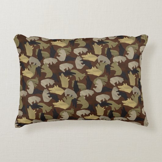 シルエット アニマル カモフラージュ ブラウン アクセントクッション (正面)