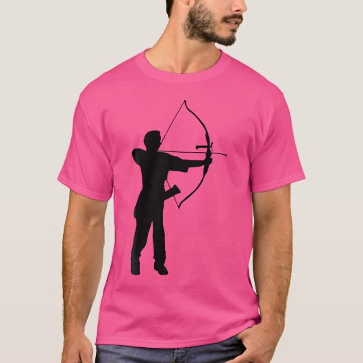 シルエット アーチェリー 射手 プレーヤー 弓と矢 狩人 Tシャツ (正面)