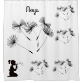 シルエット·ダンデ吹リオンの白と黒 シャワーカーテン (正面)