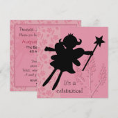 シルエット フェアリー プリンセス 誕生日 招待状 (正面/裏面)