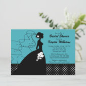 シルエット ブライド ターコイズ ブライダル シャワー 招待状 (スタンド正面)