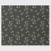 シルエット・ベリーとシルエットのヴィンテージパタ葉ーン ラッピングペーパー (フラット)
