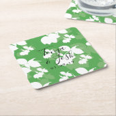 シルエット レモン ライム モダン ウェディング スクエアペーパーコースター (アングル)