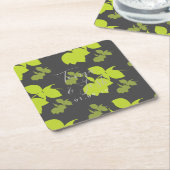 シルエット レモン ライム モダン ウェディング スクエアペーパーコースター (アングル)