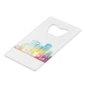 シルエットcityscape建物アイコンの色の都市 クレジットカード栓抜き (裏面アングル)