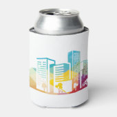 シルエットcityscape建物アイコンの色の都市 缶クーラー (缶正面)