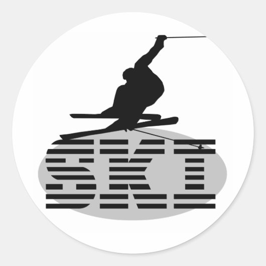 シルエットSKI Tシャツとギフト ラウンドシール (正面)