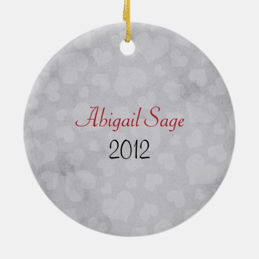 シルエッパーソナライズされたトガールとハートスウィート16 セラミックオーナメント (裏面)