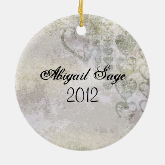 シルエッパーソナライズされたトガールとハートスウィート16 セラミックオーナメント (裏面)