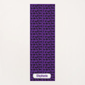 シルエッパーソナライズされたトパターンパープルブラックキャット ヨガマット (正面)