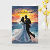 シルエッパーソナライズされたト結婚カップル カード (黄色い花)