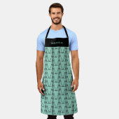 シルエッモダントココナッツの木のパターン エプロン (着用した状態)