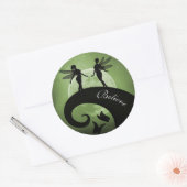 シルエッ信じトフェアリー姉妹ムーンスティッカー ラウンドシール (封筒)