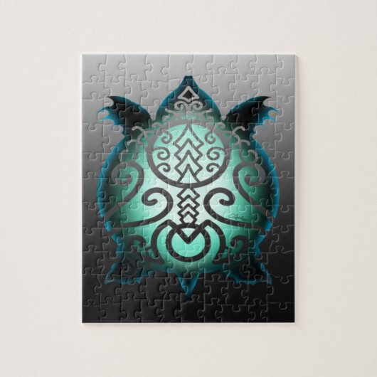 シルエッ白熱［赤熱］光を放つトスナッパーカメ ジグソーパズル (縦)