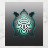 シルエッ白熱［赤熱］光を放つトスナッパーカメ ワインラベル (シングルラベル)