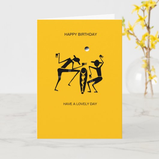 シルエッ素晴らしトダンサーオレンジ誕生日 カード (黄色い花)
