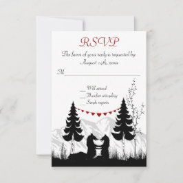 シルエッ魅力的トマウンテンベアーズウェディングRSVP 出欠カード