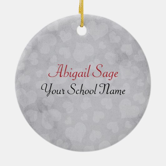 シルエパーソナライズされたットガールとハート卒業 セラミックオーナメント (裏面)