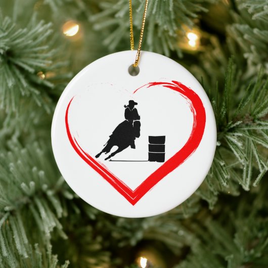 シルエパーソナライズされたットバレルレーシングホース、ハート セラミックオーナメント (ツリー)