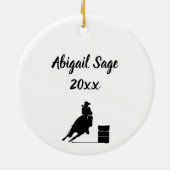 シルエパーソナライズされたットバレルレーシングホース、ハート セラミックオーナメント (裏面)