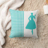 シルエモダンッ千鳥格子のト付きターコイズ クッション (ブランケット)