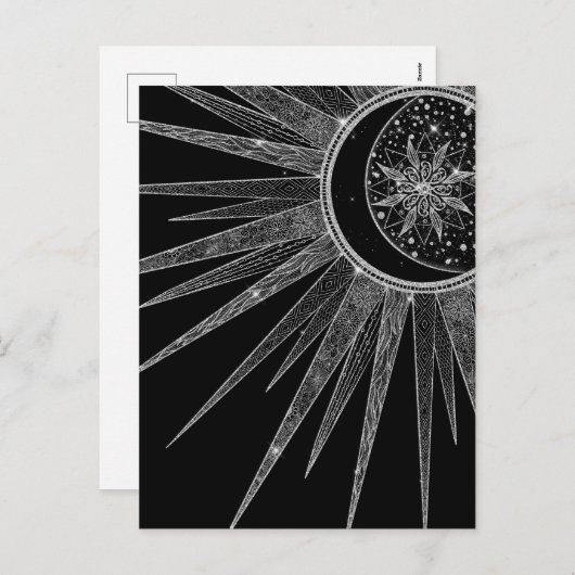 シルエレガントバーサンムーンマンダラブラックデザイン シーズンポストカード (正面/裏面)