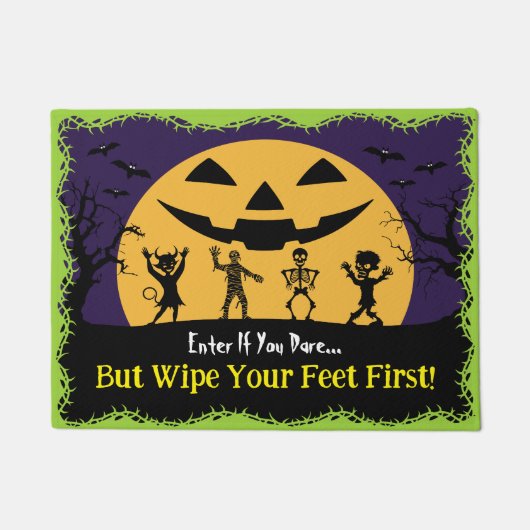 シルエ不気味ットおもしろい引用文お洒落ハロウィン ドアマット (正面)